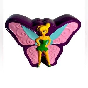 Disney  Tinker Bell Ceramic Coin Bank   Purple -Pink Butterfly -shaped